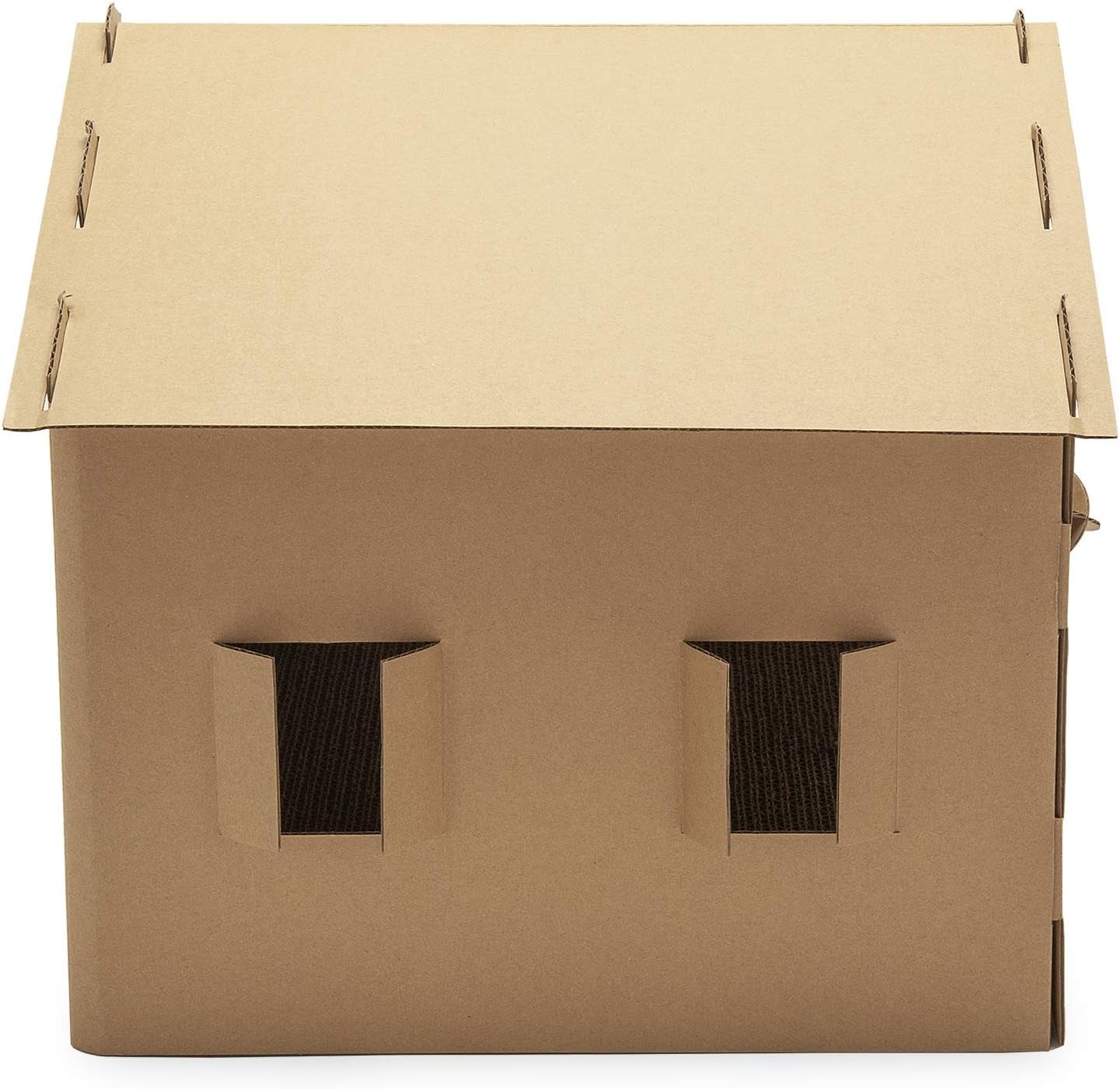 Pet Furniture for Cats and Kittens - Gingerbread House Corrugated Cat Scratcher Hideout with Catnip, Cardboard (Brown), One Size