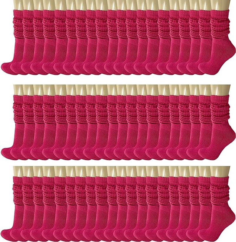 120 Pairs Extra-Long Heavy Slouch Socks – Women'S Shoe Size 5-10, Cotton Blend, Retro 80S Style