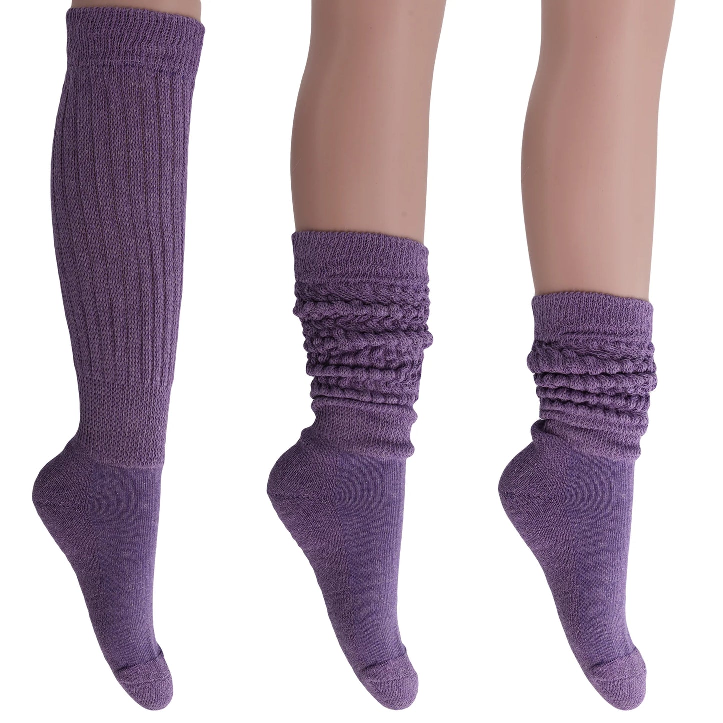 Women'S Extra Long Heavy Slouch Cotton Socks – 3 Pairs, Size 9-11