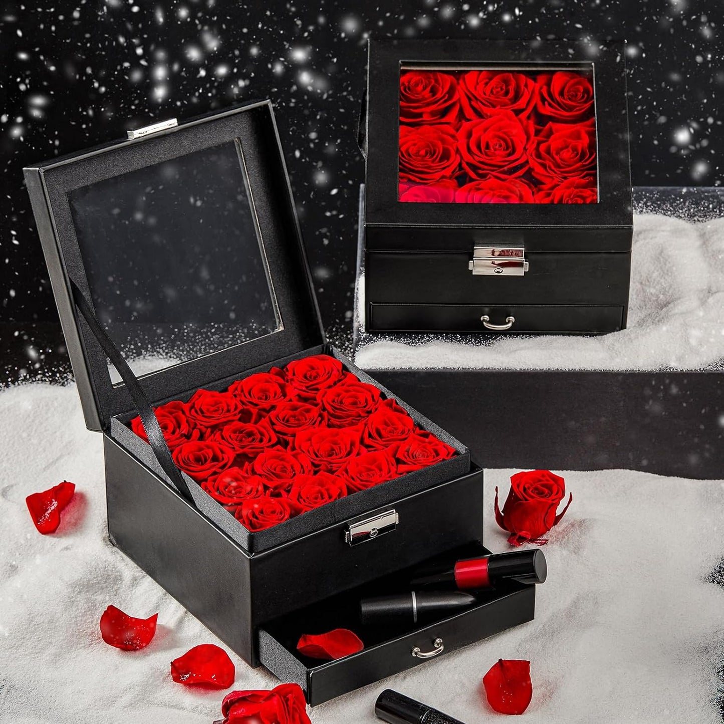 16-Piece Forever Flowers for Delivery Prime Christmas Gifts for Mom Wife Grandma Preserved Roses That Last a Year Valentines Day Mothers Day Anniversary Birthday (Red)