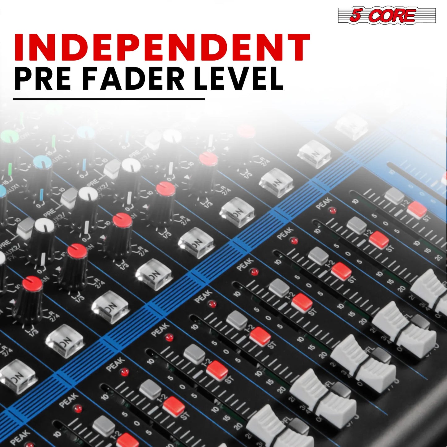 5Core Audio DJ Mixer 12 Channel Sound Board Console W 99 DSP Effect 48V Phantom Power