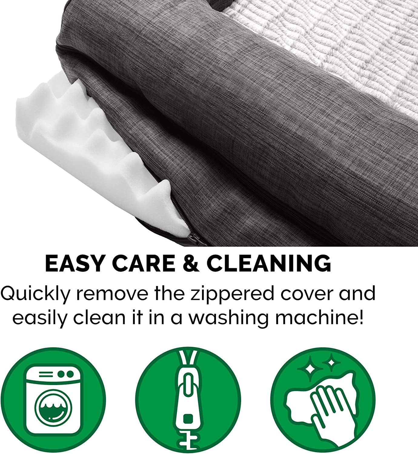 Pet Bed for Dogs and Cats - Luxe Fur and Performance Linen Sofa-Style Egg Crate Orthopedic Dog Bed, Removable Machine Washable Cover - Charcoal, Medium