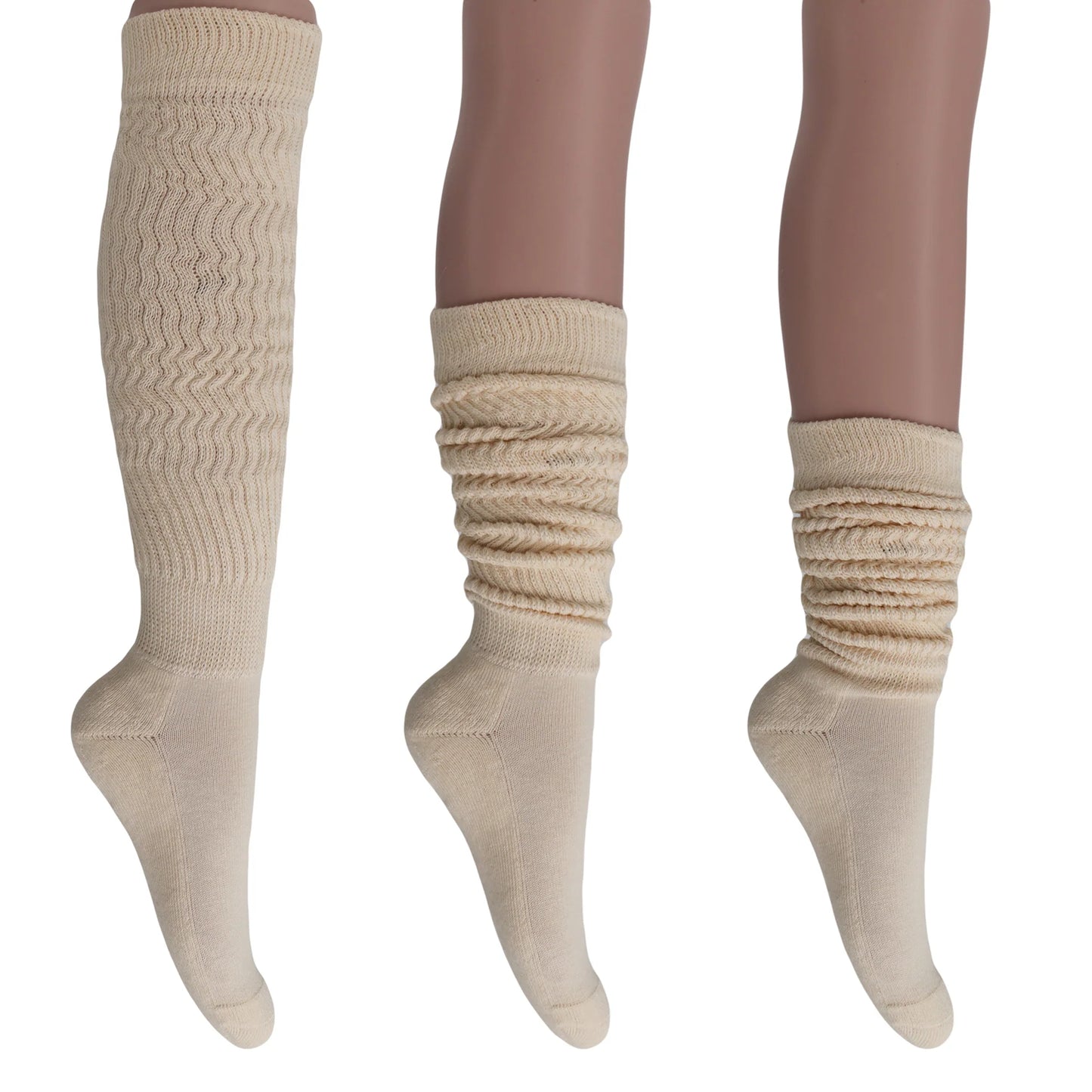 Women'S Extra Long Heavy Slouch Cotton Socks – 3 Pairs, Size 9-11