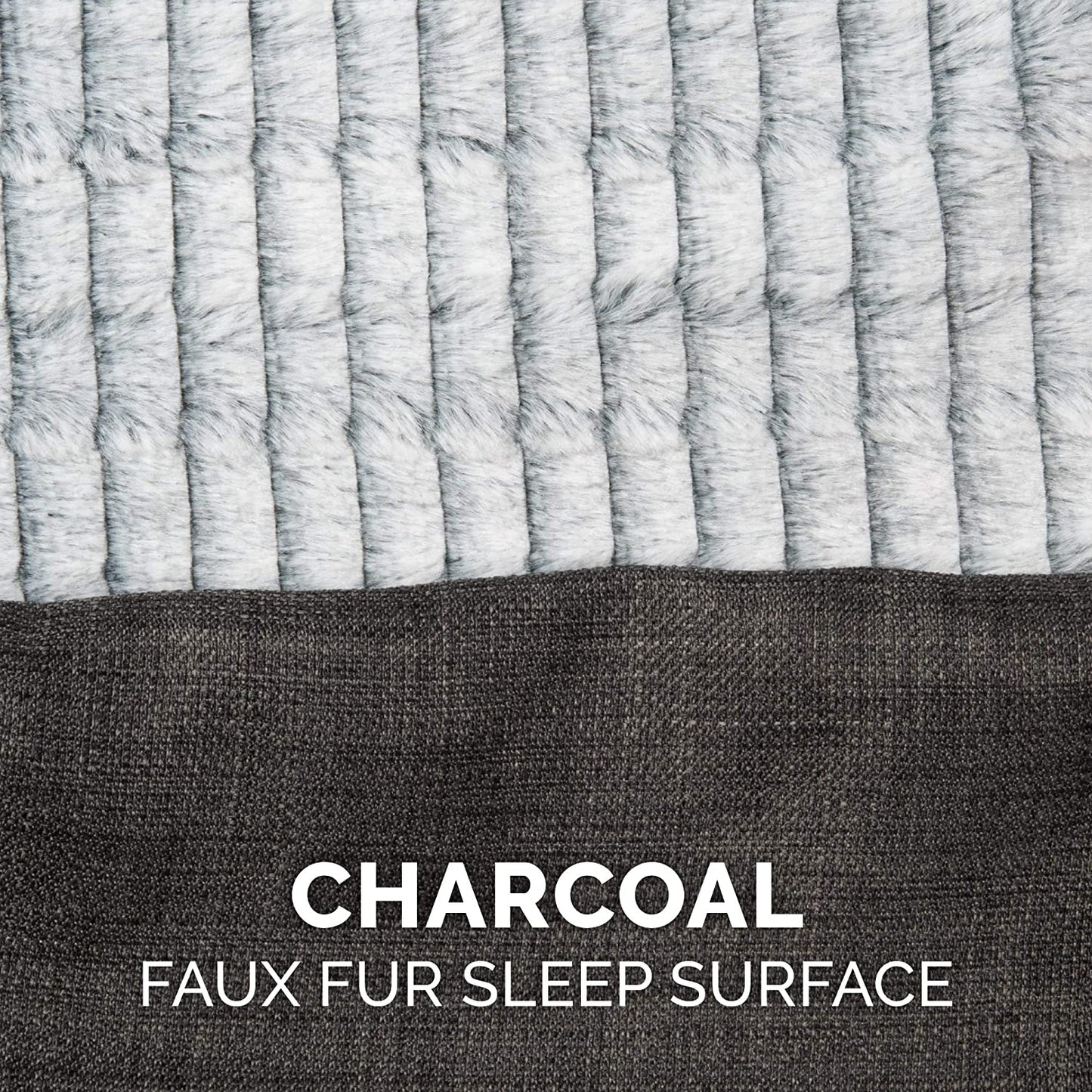 Pet Bed for Dogs and Cats - Luxe Fur and Performance Linen Sofa-Style Egg Crate Orthopedic Dog Bed, Removable Machine Washable Cover - Charcoal, Medium