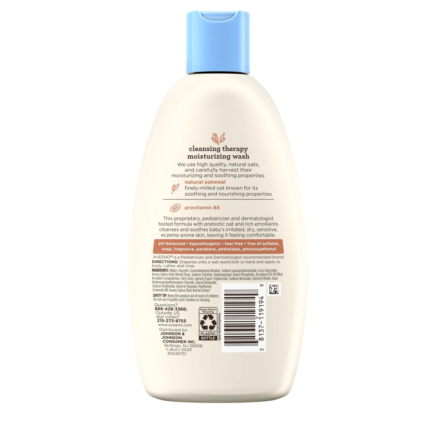 Infant Baby Cleansing Therapy Moisturizing Bath Body Wash, Oatmeal, 8 Oz