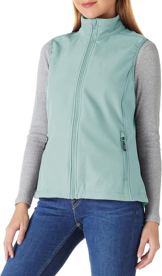 Women'S Lightweight Softshell Vest Windproof Fleece Lined Zip up Sleeveless Jacket for Running Hiking Golf