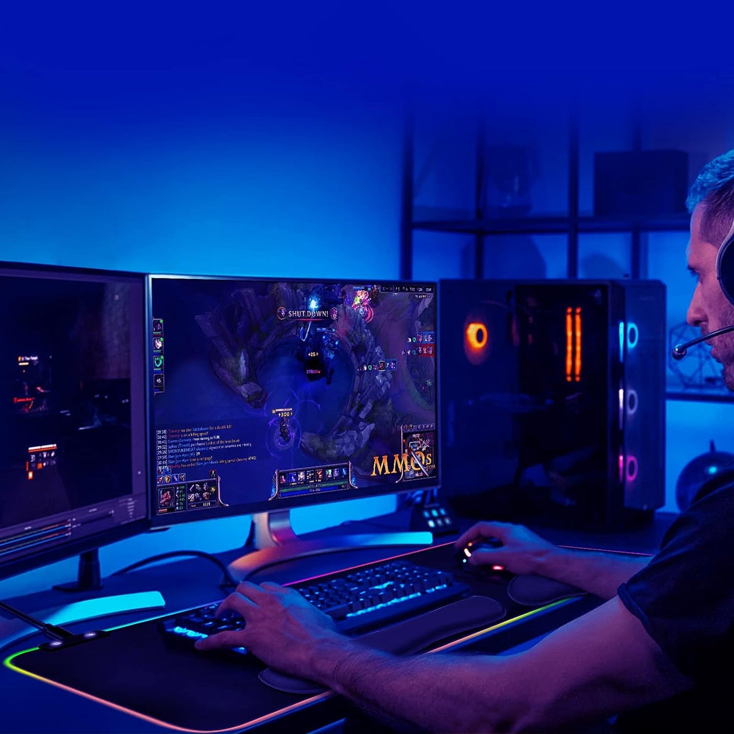 [3-In-1] RGB Led Gaming Mouse Pad with Wrist Support, Gaming Keyboard Mat Mouse Pad[31.5×11.8 In][Black],Light up Mouse Pad Mouse Pad Wrist Support with [15 Light Modes][2 Brightness Levels]