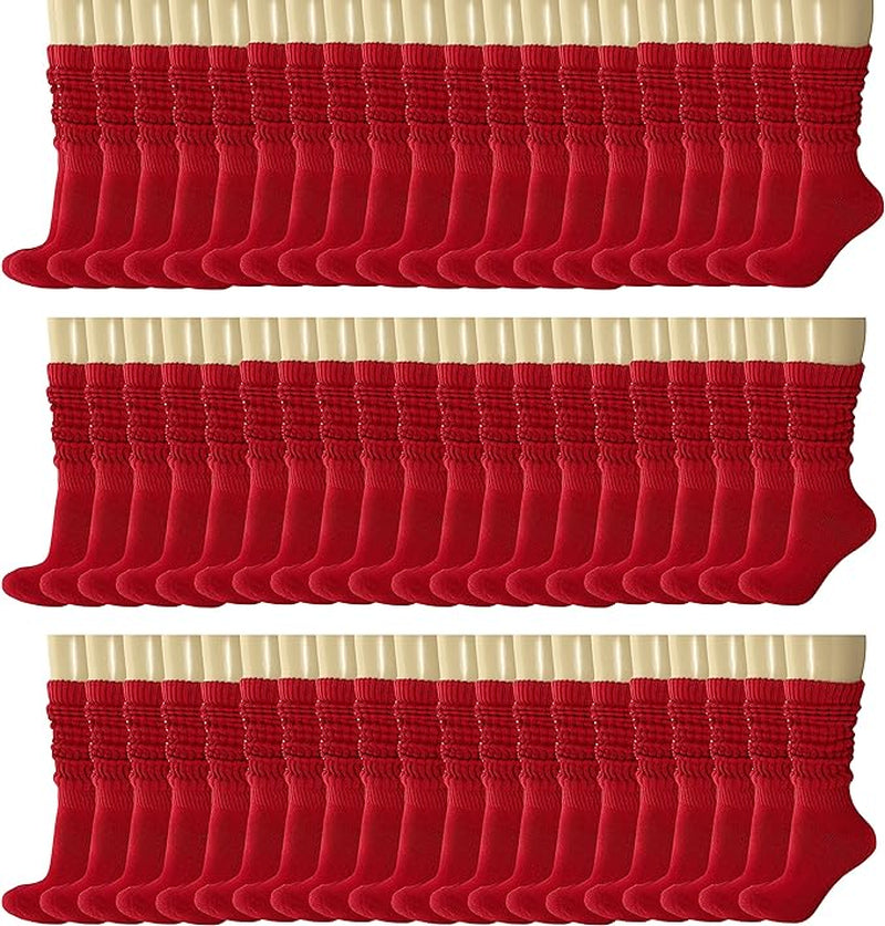 120 Pairs Extra-Long Heavy Slouch Socks – Women'S Shoe Size 5-10, Cotton Blend, Retro 80S Style