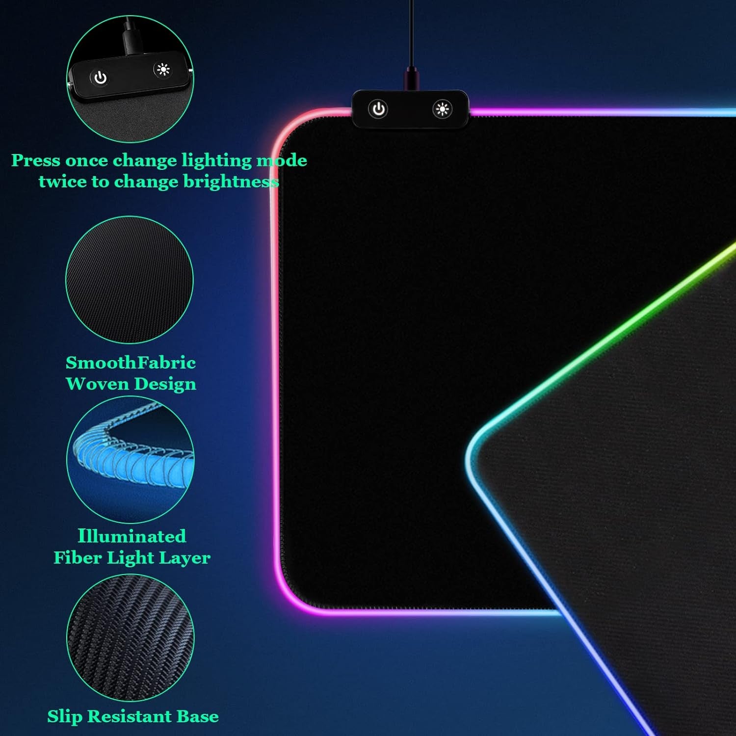 [3-In-1] RGB Led Gaming Mouse Pad with Wrist Support, Gaming Keyboard Mat Mouse Pad[31.5×11.8 In][Black],Light up Mouse Pad Mouse Pad Wrist Support with [15 Light Modes][2 Brightness Levels]