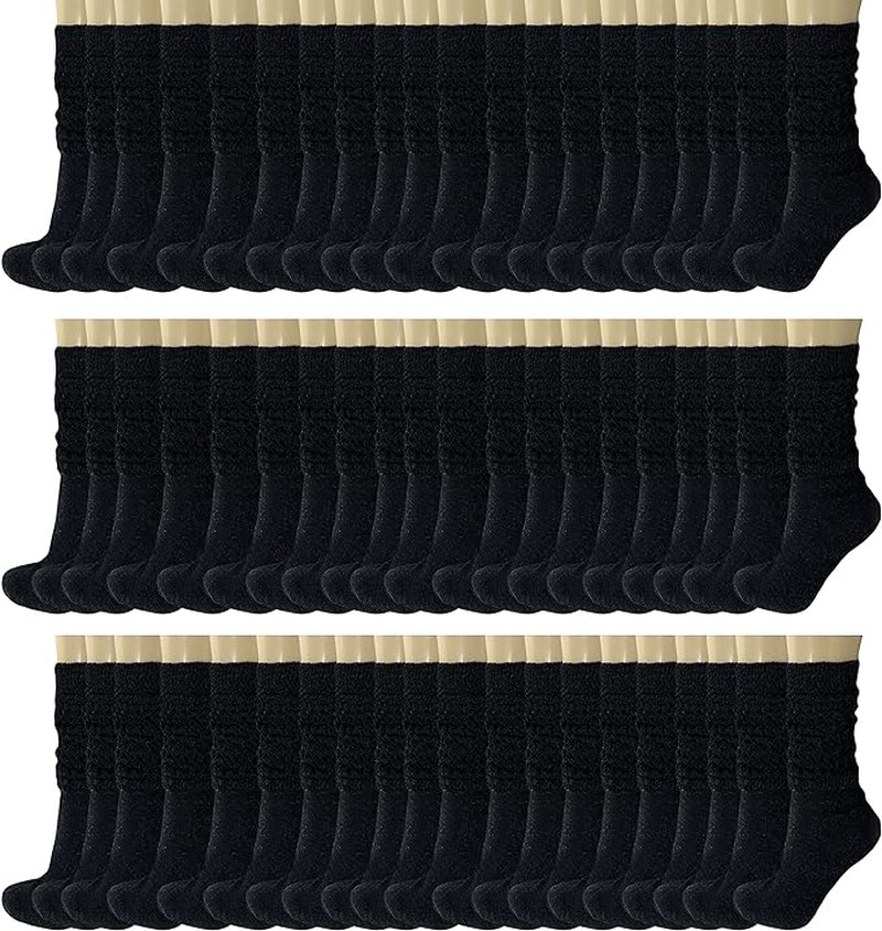 120 Pairs Extra-Long Heavy Slouch Socks – Women'S Shoe Size 5-10, Cotton Blend, Retro 80S Style