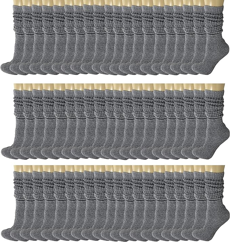 120 Pairs Extra-Long Heavy Slouch Socks – Women'S Shoe Size 5-10, Cotton Blend, Retro 80S Style