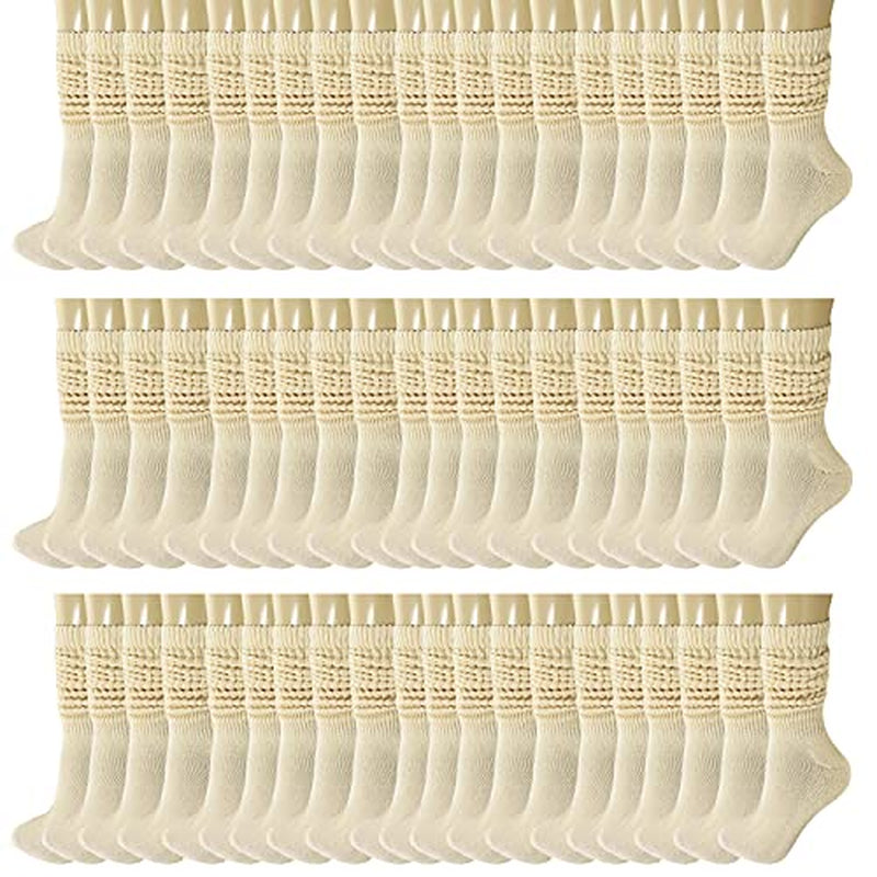 120 Pairs Extra-Long Heavy Slouch Socks – Women'S Shoe Size 5-10, Cotton Blend, Retro 80S Style