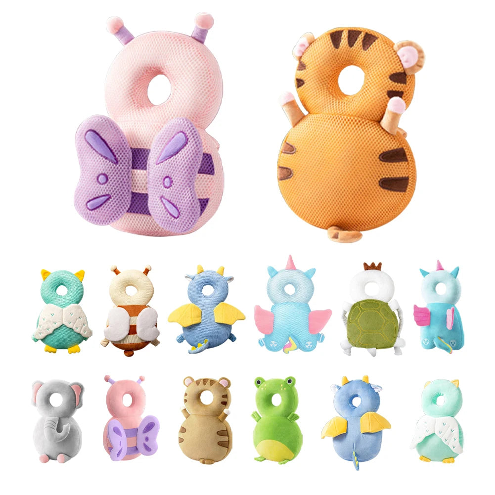 Stuffing Animal Shape Baby Back Protection Pillow Backpack Toddlers Head Protection Pillow Anti-Fall for Baby Walking & Crawling