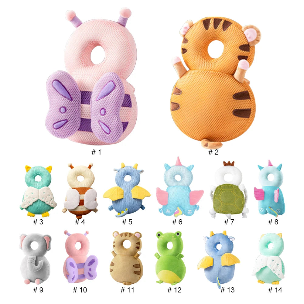 Stuffing Animal Shape Baby Back Protection Pillow Backpack Toddlers Head Protection Pillow Anti-Fall for Baby Walking & Crawling