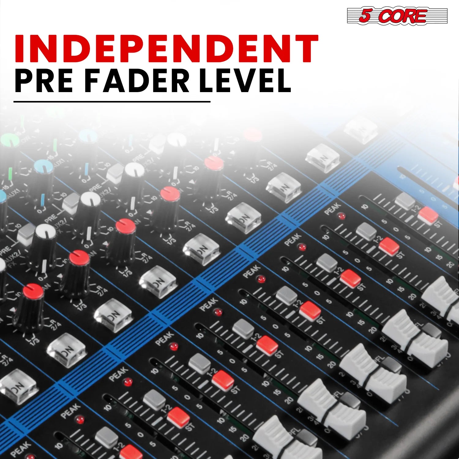 5Core Audio DJ Mixer 12 Channel Sound Board Console W 99 DSP Effect 48V Phantom Power