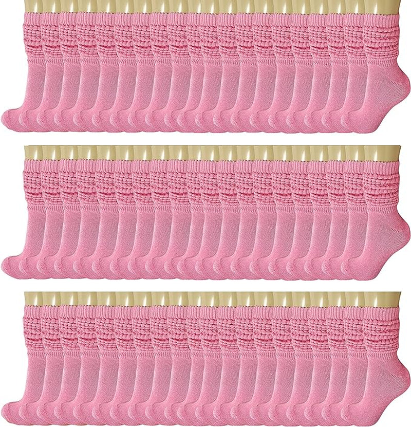 120 Pairs Extra-Long Heavy Slouch Socks – Women'S Shoe Size 5-10, Cotton Blend, Retro 80S Style