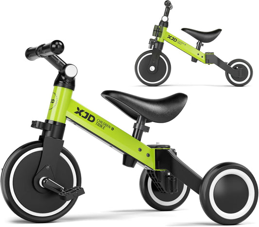 ﻿ 5 in 1 Toddler Bike, Tricycle for Toddlers 1-3 with Adjustable Seat Height, Removable Pedals, Ideal Balance Bike Birthday Gifts and Toys for Boys and Girls
