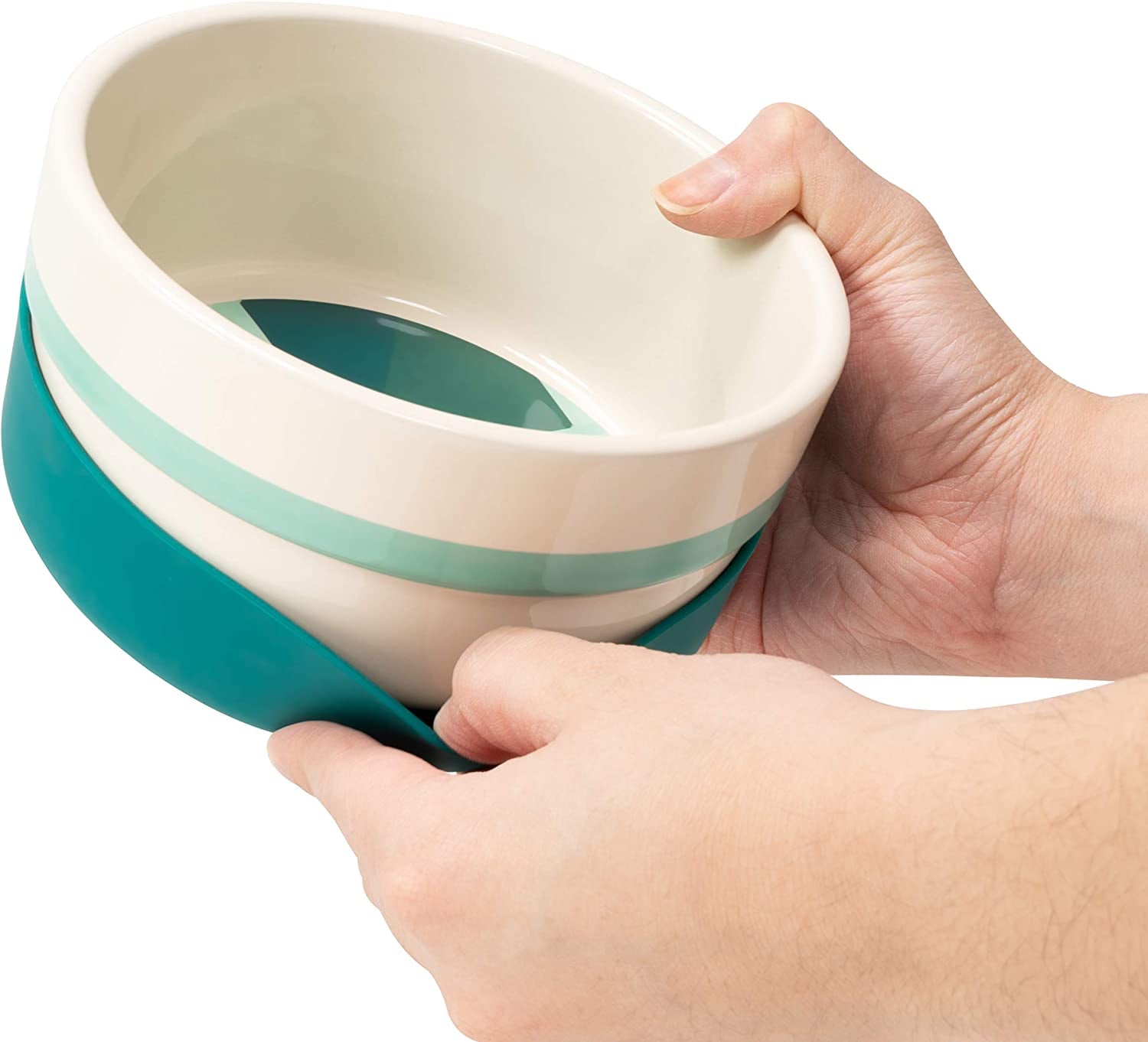 Now House for Pets by  Green "Chroma" Duo Bowl, Small | Dishwasher Safe, Easy to Clean Dog Bowl with Anti-Skid Lid | Dual Functionality Bowl for Dogs for Storage or Travel