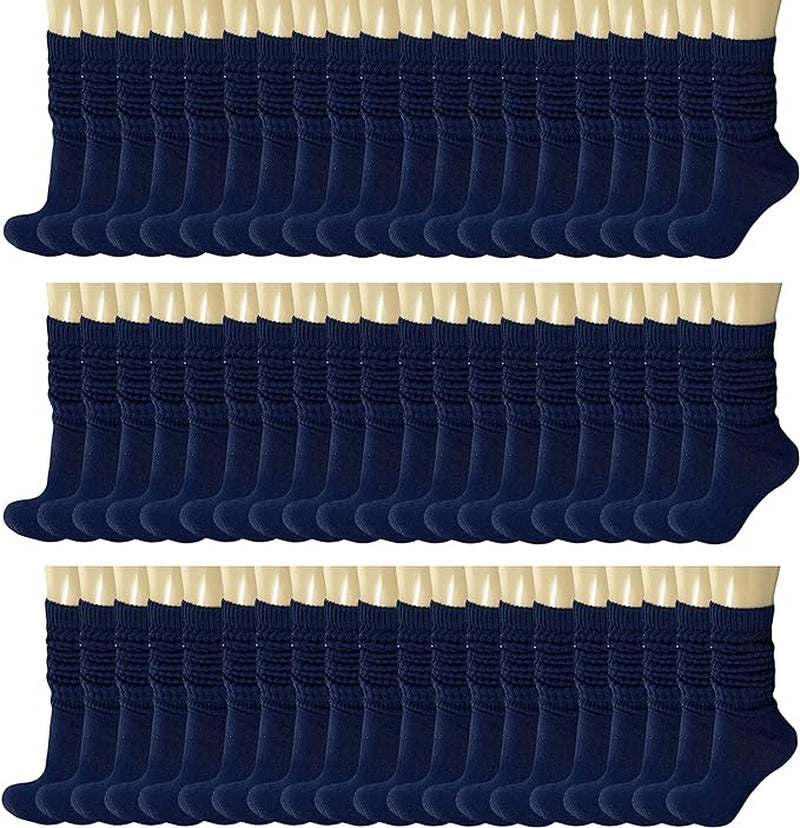 120 Pairs Extra-Long Heavy Slouch Socks – Women'S Shoe Size 5-10, Cotton Blend, Retro 80S Style