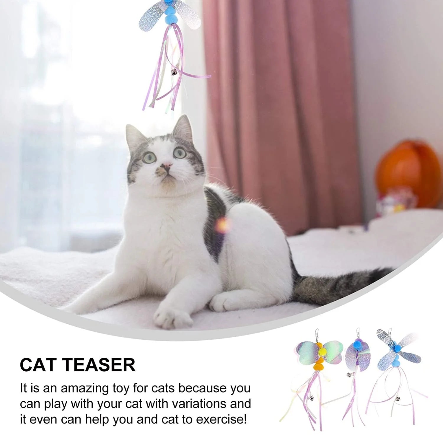 11 PCS Cat Feather Toy, Multiple Styles Feather Refills for Cat Toys, Replacement Feather Toy with Bell Refills, Interactive Catcher Teaser and Funny Exercise for Kitten or Cats