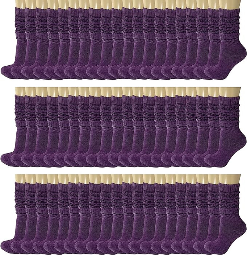 120 Pairs Extra-Long Heavy Slouch Socks – Women'S Shoe Size 5-10, Cotton Blend, Retro 80S Style
