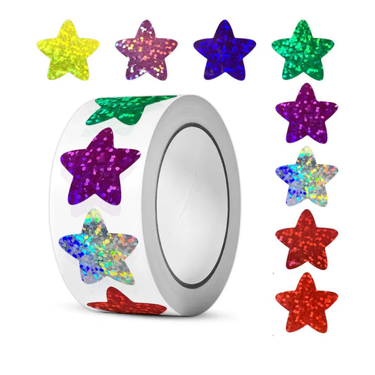 50-500Pcs Colorful Star Stickers for Kids Reward School Classroom Adhesive Holographic Star Stickers for Teachers DIY Craft