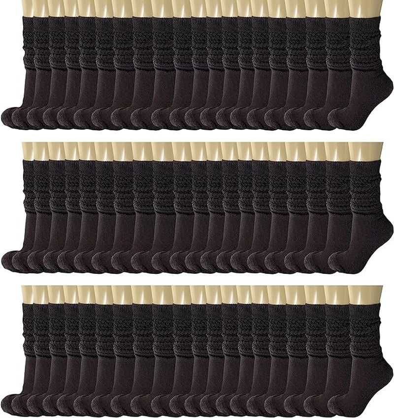 120 Pairs Extra-Long Heavy Slouch Socks – Women'S Shoe Size 5-10, Cotton Blend, Retro 80S Style