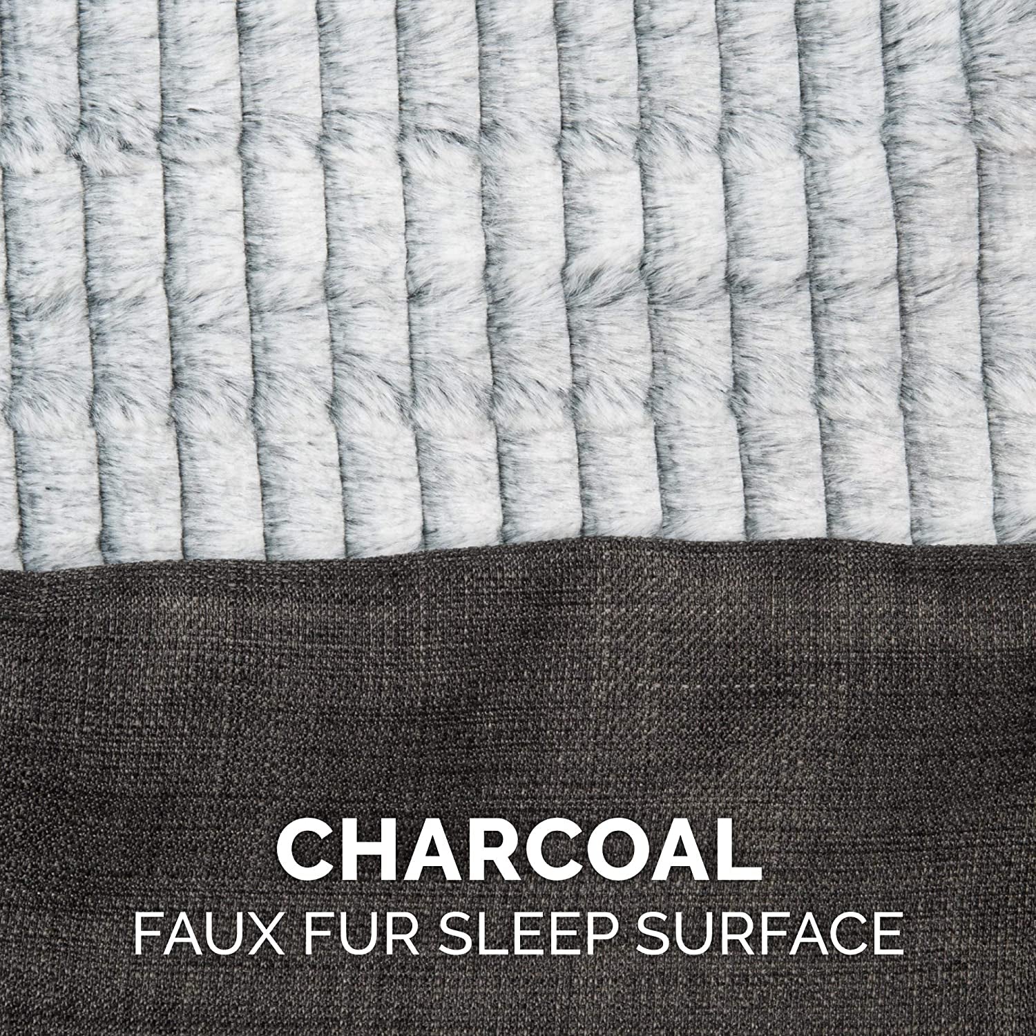 Pet Bed for Dogs and Cats - Luxe Fur and Performance Linen Sofa-Style Egg Crate Orthopedic Dog Bed, Removable Machine Washable Cover - Charcoal, Medium