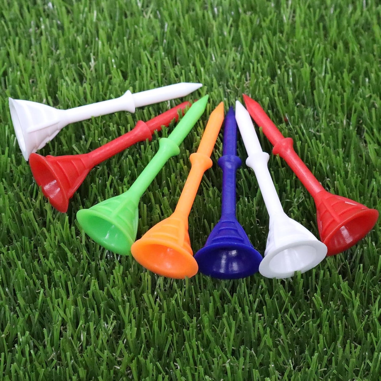 Golf Tees Plastic 3 1/4 Inch Upgrade Unbreakable Bulk Value 30/50 Pack Reduce Friction Side Spin Durable Stable 83Mm Long Tee for Golfer Practice