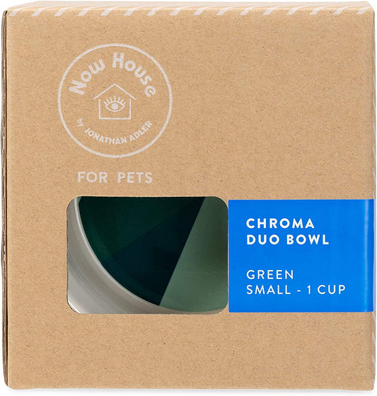 Now House for Pets by  Green "Chroma" Duo Bowl, Small | Dishwasher Safe, Easy to Clean Dog Bowl with Anti-Skid Lid | Dual Functionality Bowl for Dogs for Storage or Travel