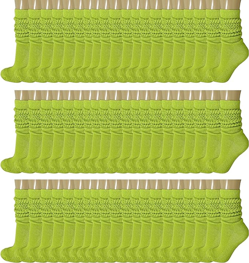 120 Pairs Extra-Long Heavy Slouch Socks – Women'S Shoe Size 5-10, Cotton Blend, Retro 80S Style