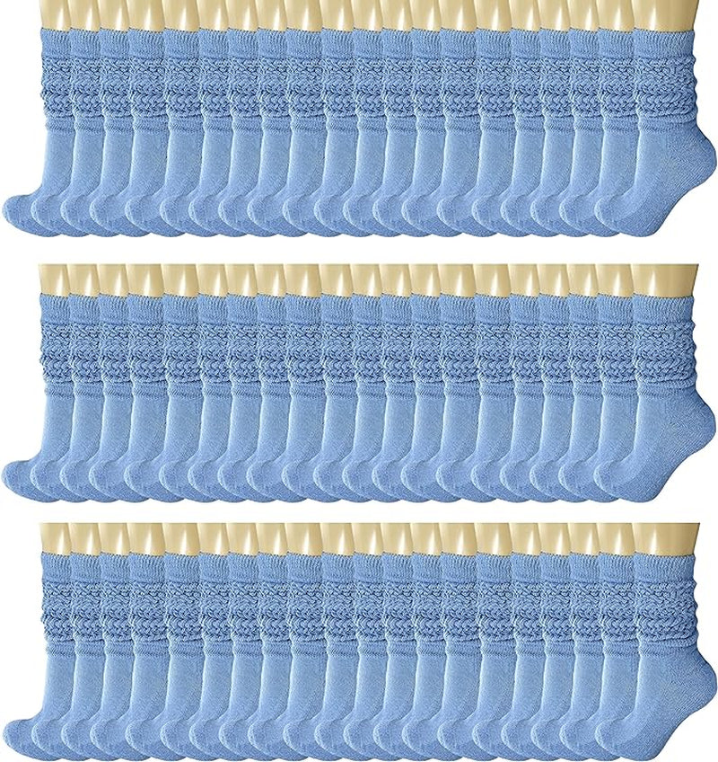 120 Pairs Extra-Long Heavy Slouch Socks – Women'S Shoe Size 5-10, Cotton Blend, Retro 80S Style