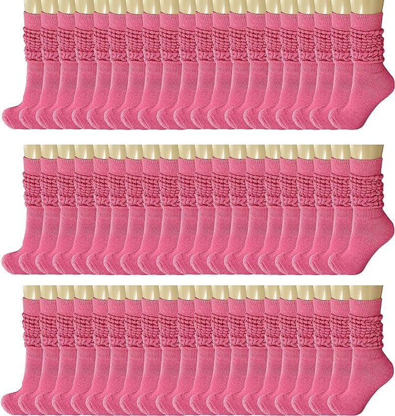 120 Pairs Extra-Long Heavy Slouch Socks – Women'S Shoe Size 5-10, Cotton Blend, Retro 80S Style